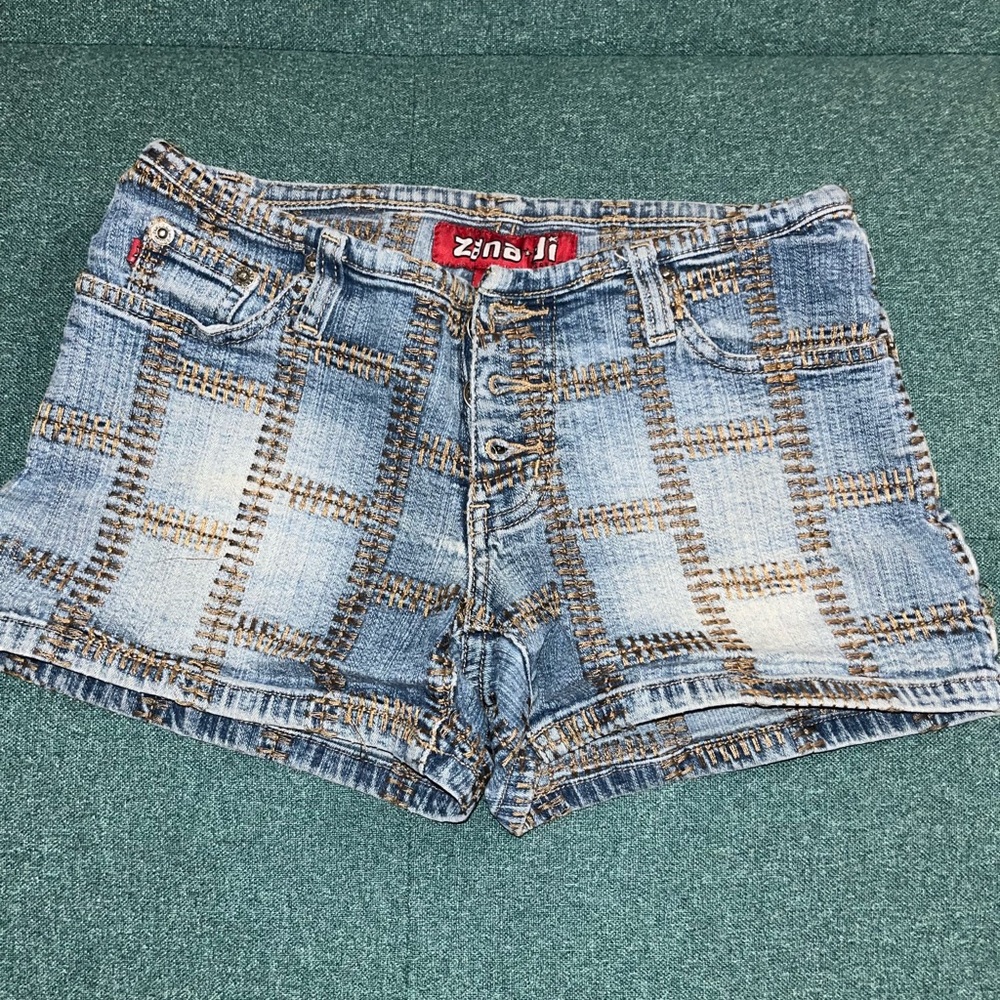 Stitched Denim Shorts